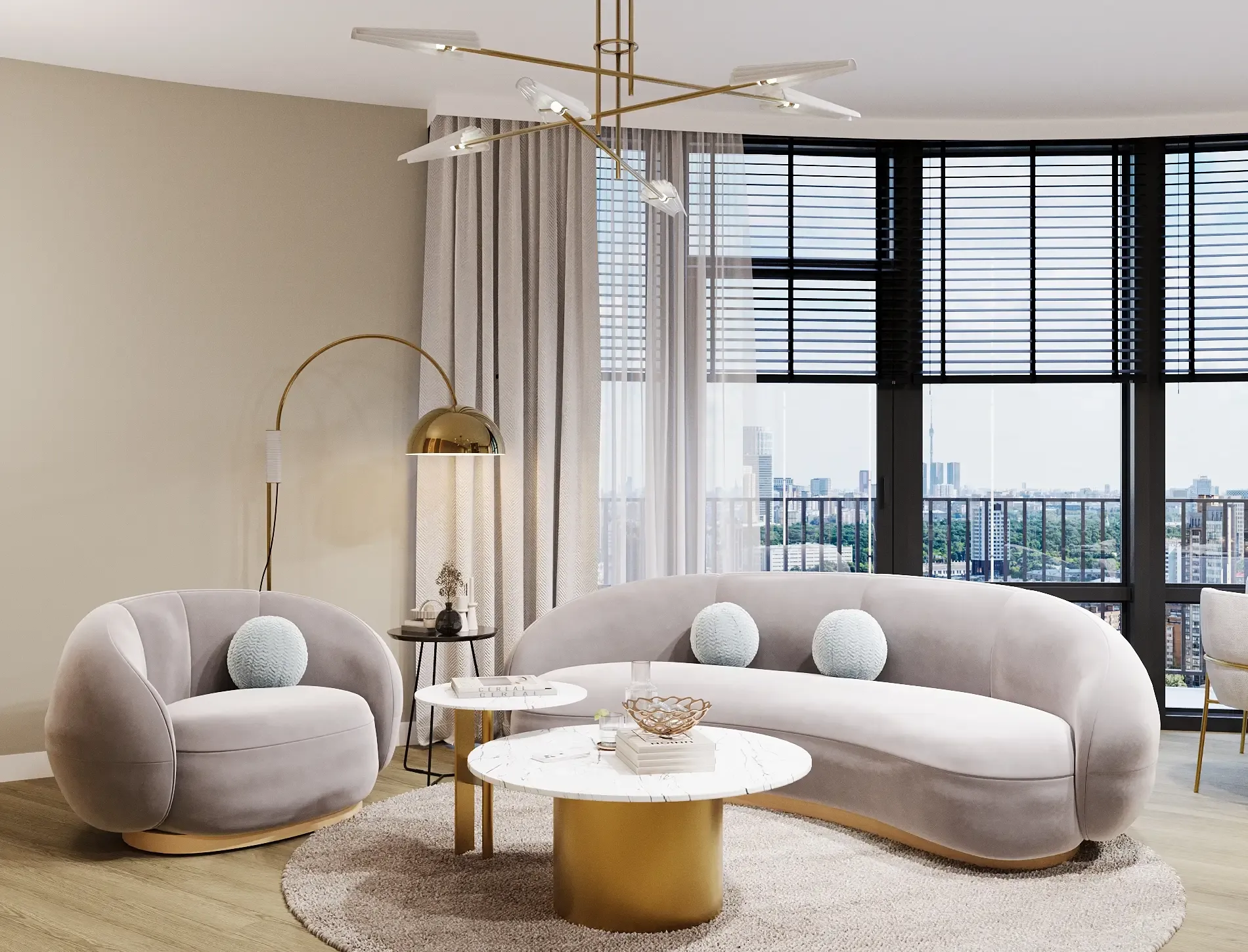 Sypialnia w mieszkaniu inwestycji Flare, styl Złoto