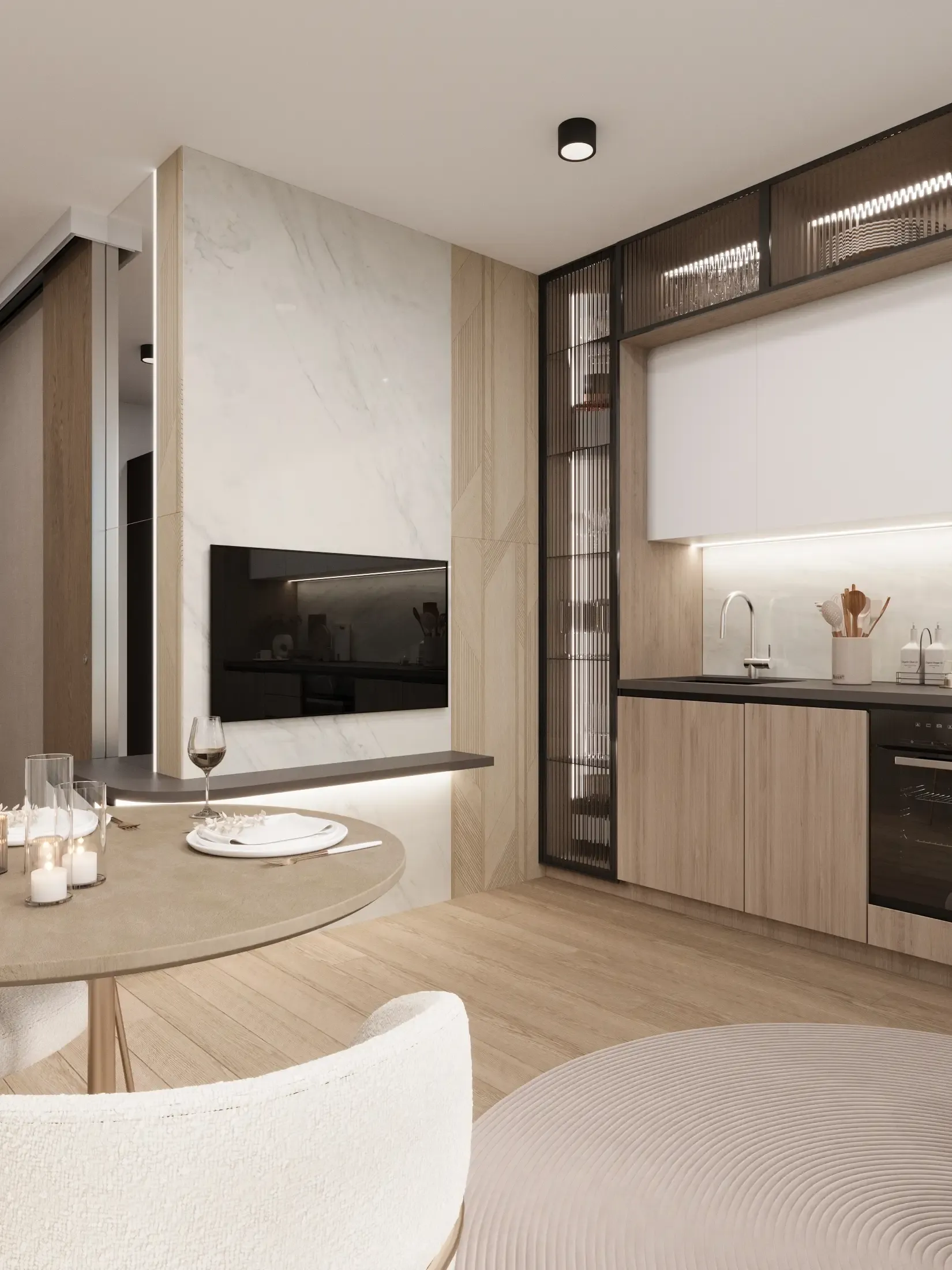 Wizualizacja mieszkania w stylu Chrome