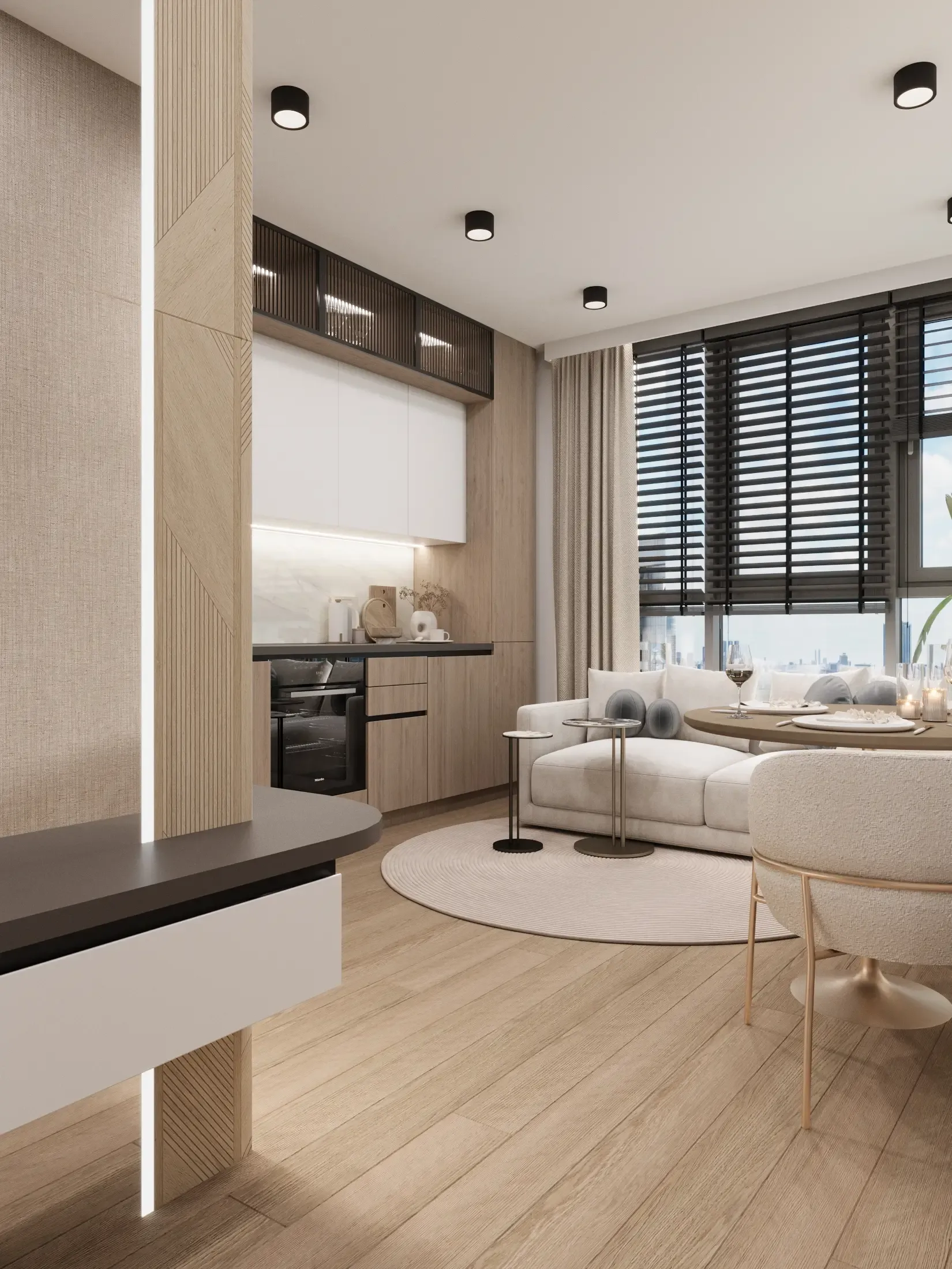 Wizualizacja mieszkania w stylu Chrome