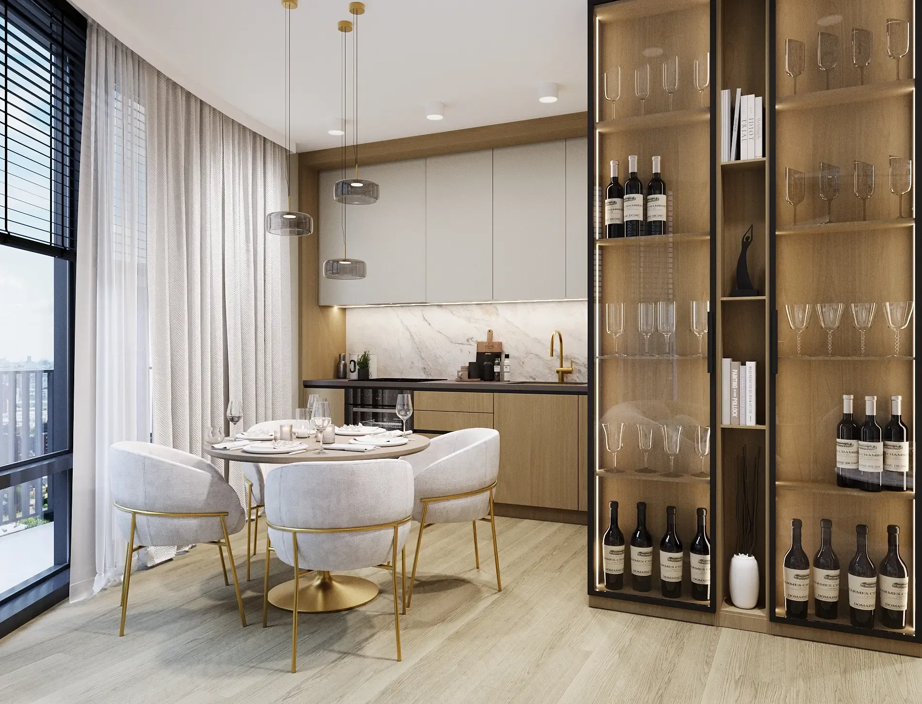 Sypialnia w mieszkaniu inwestycji Flare, styl Złoto